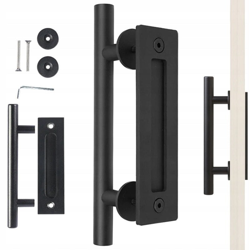 Csúszóajtó fogantyú, matt fekete, loft, masszív, retro, prémium