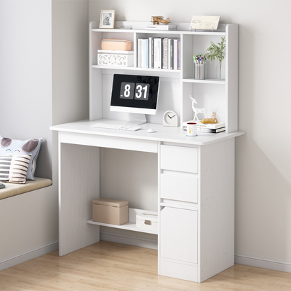 Fehér íróasztal fiataloknak beépített könyvespolccal, 100x45x131 cm – modern tanuló- és munkasarok