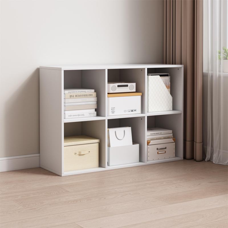 Fehér KALAX 2x3 nyitott könyvespolc – Modern tárolópolc MDF-ből, 90x30x60 cm