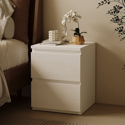 Éjjeliszekrény hálószobába vagy nappaliba, 2 fiókkal, loft stílusú, fehér, modern