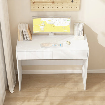 Fehér modern számítógépasztal 2 fiókkal loft stílusban íróasztal fésülködőasztal 100 cm