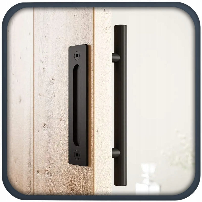 Csúszóajtó fogantyú, matt fekete, loft, masszív, retro, prémium