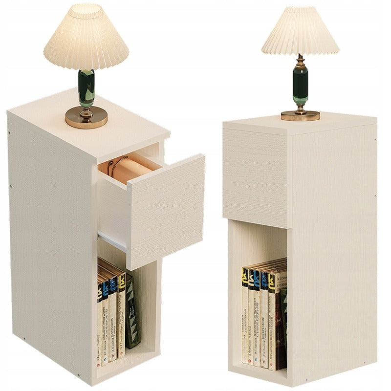 Éjjeliszekrény fiókkal, polcos asztal, modern loft hálószoba, 55 cm