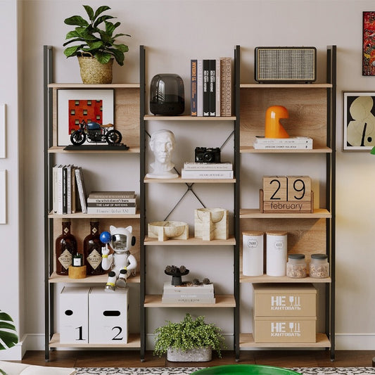 Ipari stílusú álló loft könyvespolc – világosbarna – 166 cm