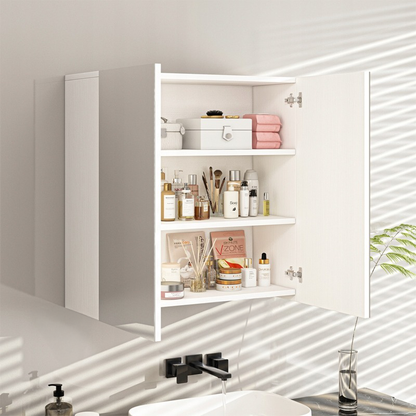 Fali tükrös fürdőszobaszekrény 60x60x22 cm – 2 ajtós, fehér, modern dizájn