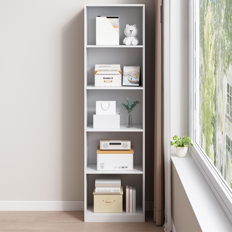 Fehér könyvespolc polcokkal – 50x182x30 cm | Modern tároló könyveknek, dekorációknak és iratrendezőknek