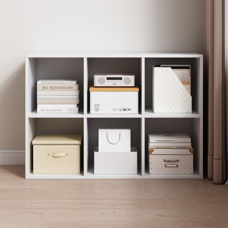 Fehér KALAX 2x3 nyitott könyvespolc – Modern tárolópolc MDF-ből, 90x30x60 cm