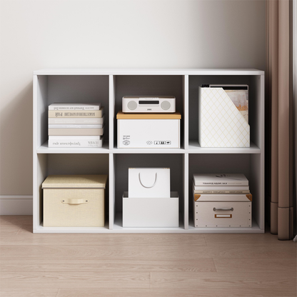 Fehér KALAX 2x3 nyitott könyvespolc – Modern tárolópolc MDF-ből, 90x30x60 cm