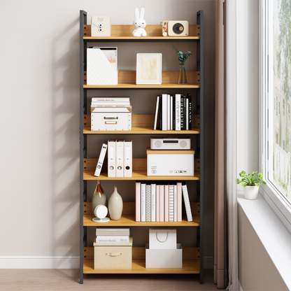 Ipari stílusú könyvespolc – 174x80x30 cm, MDF és fém, modern és masszív kialakítás