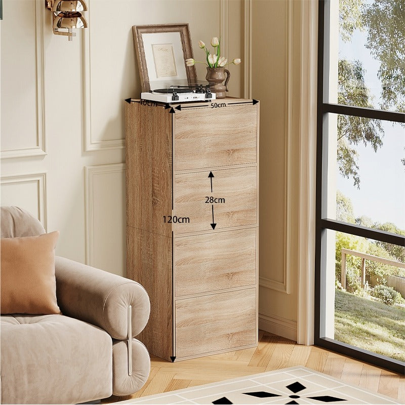 Ajtós oszlopos szekrény, világos Sonoma tölgy, tágas állványos fiókos szekrény, loft stílus, 120 cm