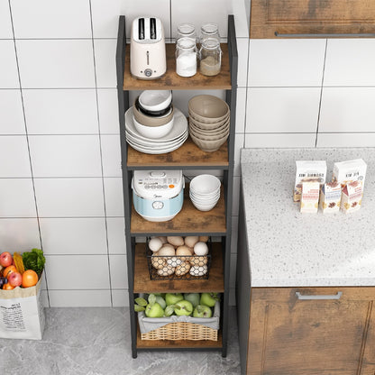 Ipari stílusú tárolópolc – 154x40x30 cm, 5 polc, loft stílus, MDF és fém