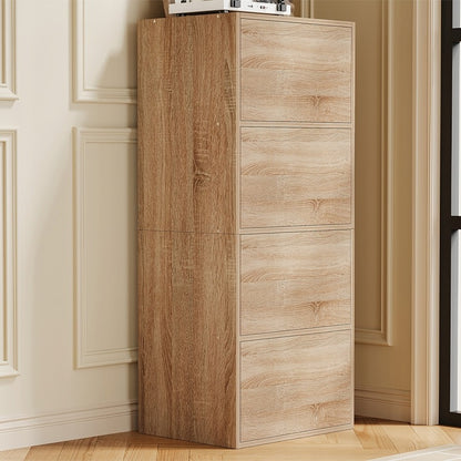 Ajtós oszlopos szekrény, világos Sonoma tölgy, tágas állványos fiókos szekrény, loft stílus, 120 cm