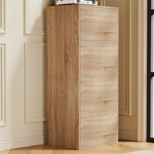 Ajtós oszlopos szekrény, világos Sonoma tölgy, tágas állványos fiókos szekrény, loft stílus, 120 cm