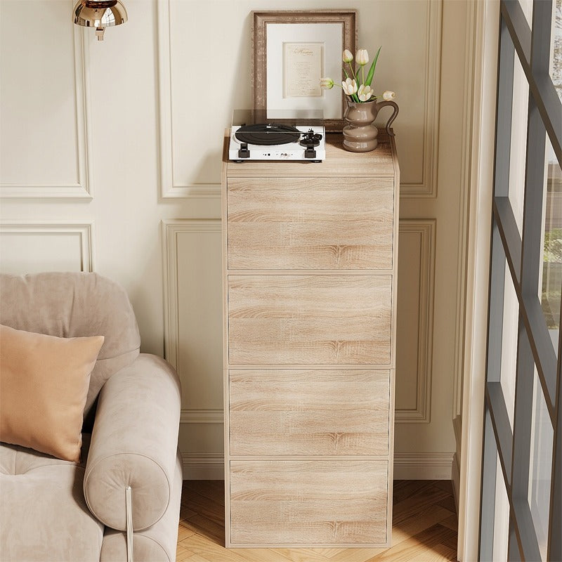 Ajtós oszlopos szekrény, világos Sonoma tölgy, tágas állványos fiókos szekrény, loft stílus, 120 cm