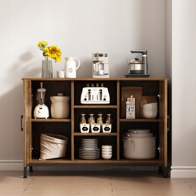 Fiókos és nyitott polcos komód 100x70x35 cm – Vintage barna, rusztikus stílus