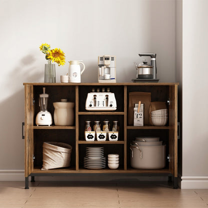 Fiókos és nyitott polcos komód 100x70x35 cm – Vintage barna, rusztikus stílus