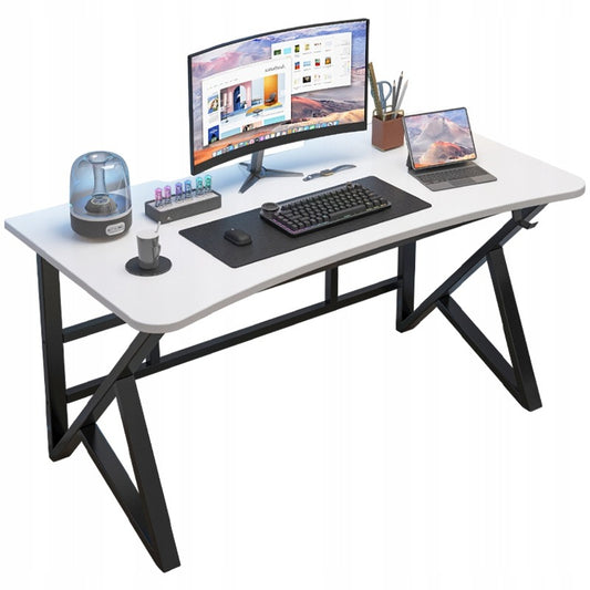 Fehér, modern számítógépes íróasztal játékosoknak, loft stílusú, nagy, 120 cm