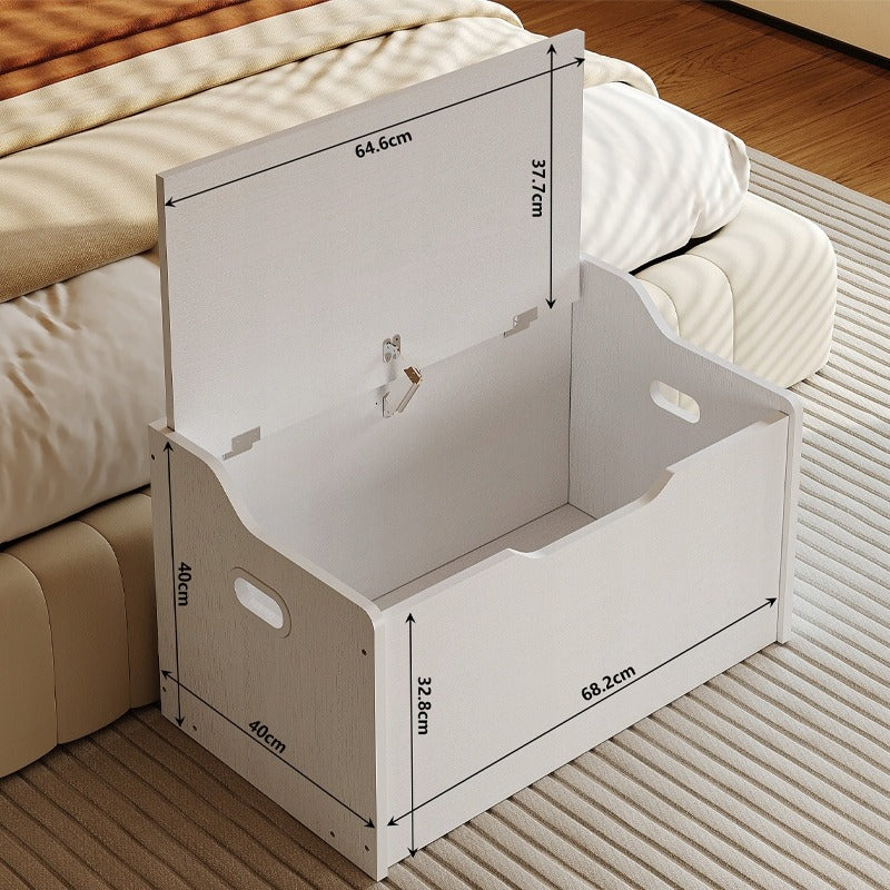 Nagy fa tárolóláda - Fehér ágyneműtartós szekrény - Loft stílusú 68 cm