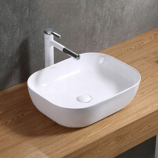 Téglalap alakú kerámia mosdó, fehér, 41x31 cm