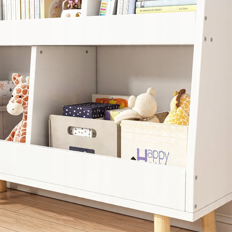 Gyerekeknek való könyv- és újságtartó polc, játéktároló szekrény, álló könyvtár 60 cm