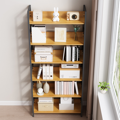 Ipari stílusú könyvespolc – 174x80x30 cm, MDF és fém, modern és masszív kialakítás