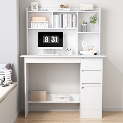 Fehér íróasztal fiataloknak beépített könyvespolccal, 100x45x131 cm – modern tanuló- és munkasarok
