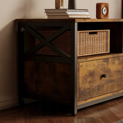 Vintage Loft TV állvány 3 fiókkal, rusztikus barna, 143 cm