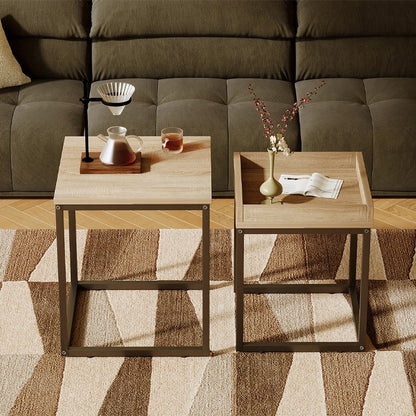 Dohányzóasztal, Dohányzóasztal és Asztalgarnitúra, 2 az 1-ben Loft, Ipari, Világosbarna