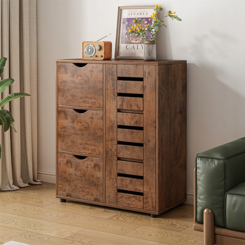 Rusztikus komód 4 fiókkal és lamellás ajtós tárolórésszel – 80x30x60 cm