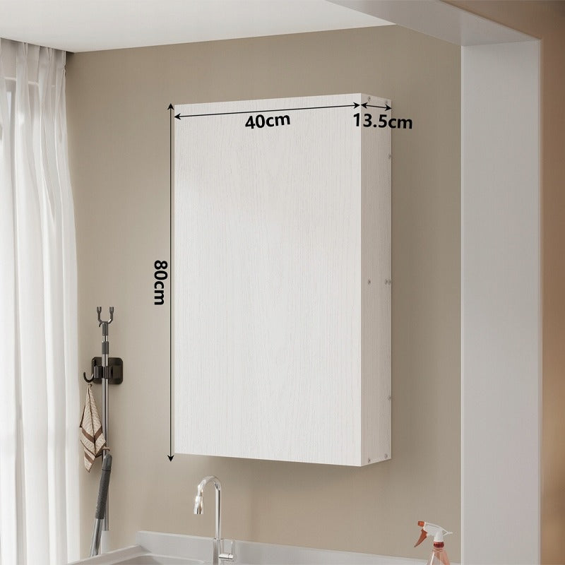 Fehér, fali fürdőszobaszekrény polcokkal, oszlop alakú, falra szerelhető, loft stílusú, modern, 80 cm
