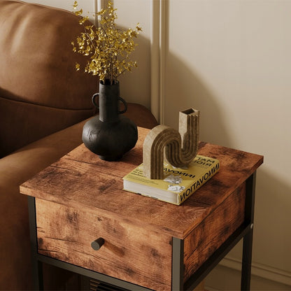 Éjjeliszekrény fiókos szekrény fiókos polccal retro barna ipari loft