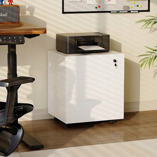 Kerekes irodai konténer zárható fiókokkal, mobil szekrény, 58 cm