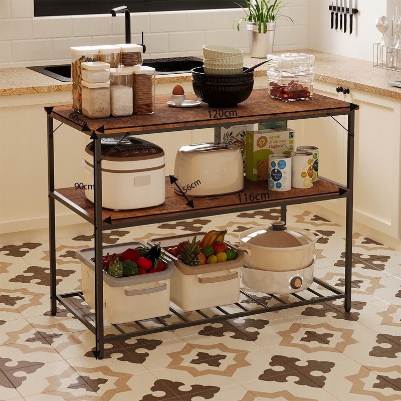 Konyhasziget szekrény, Polc, Loft ipari polc, Rusztikus barna, 120 cm