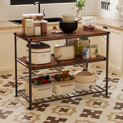Konyhasziget szekrény, Polc, Loft ipari polc, Rusztikus barna, 120 cm