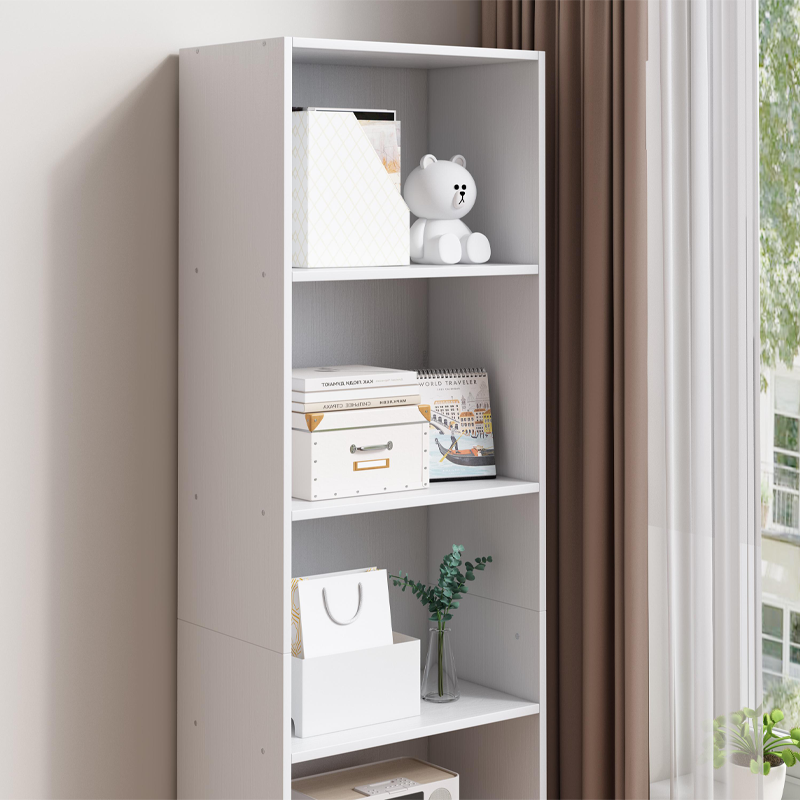 Fehér könyvespolc polcokkal – 50x182x30 cm | Modern tároló könyveknek, dekorációknak és iratrendezőknek