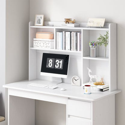 Fehér íróasztal fiataloknak beépített könyvespolccal, 100x45x131 cm – modern tanuló- és munkasarok