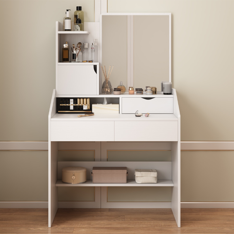 Fehér fésülködőasztal tükörrel, 70x40x130 cm – Elegáns és praktikus megoldás hálószobába vagy fürdőszobába