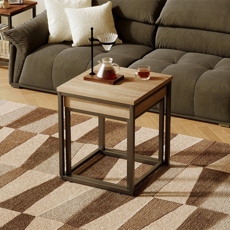 Dohányzóasztal, Dohányzóasztal és Asztalgarnitúra, 2 az 1-ben Loft, Ipari, Világosbarna