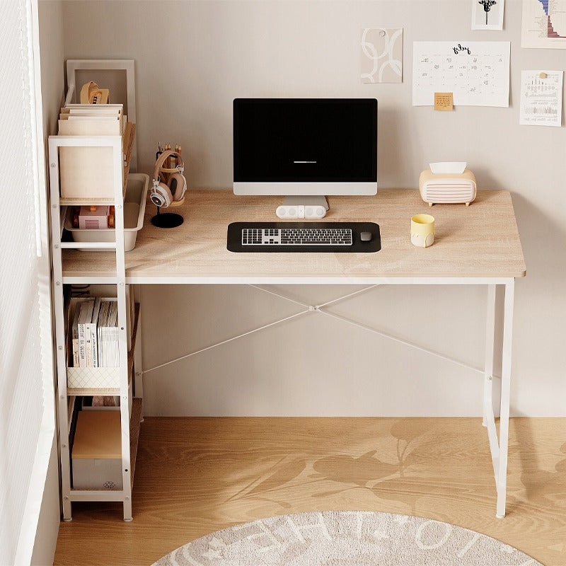 Ifjúsági íróasztal számítógépes könyvespolccal, világosbarna, modern loft stílus, 120 cm