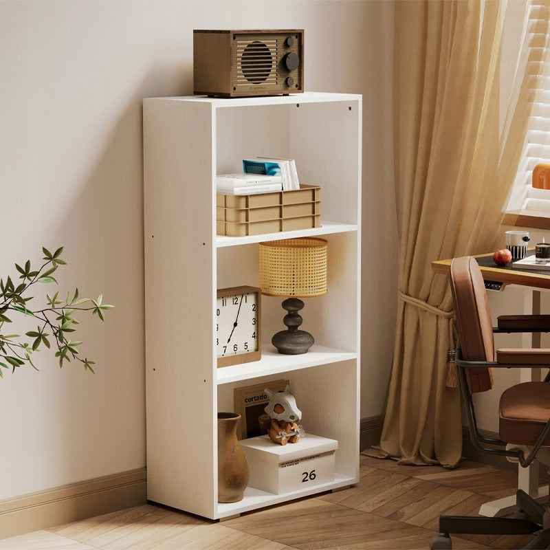 Modern, loft stílusú könyvespolc fehér polcokkal, magas nappalikba, 120 cm