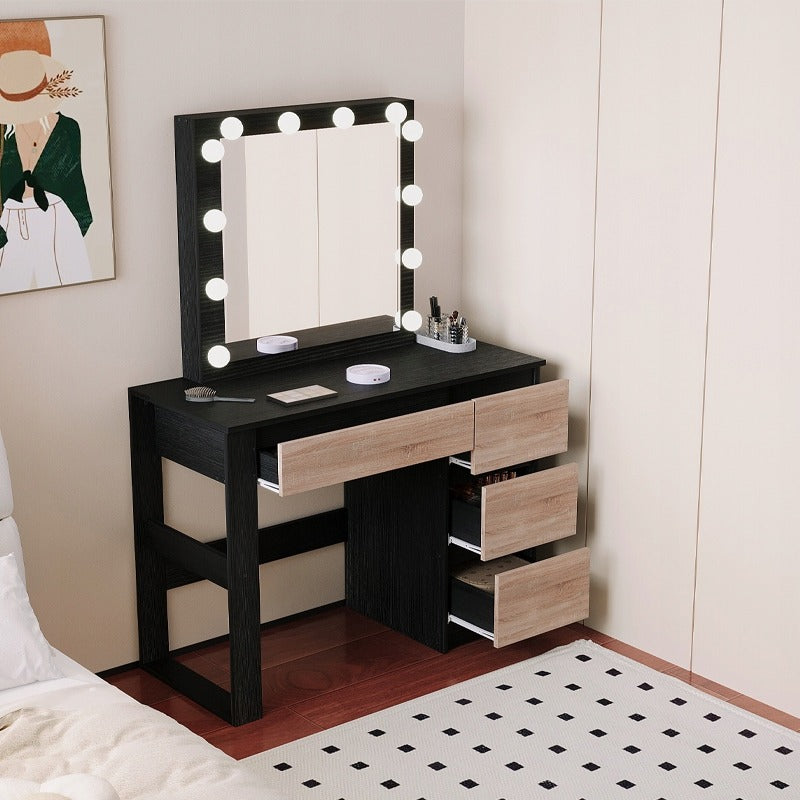 Modern fekete Loft sminkasztal LED tükörrel