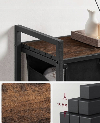 Nagy, két rekeszes mosókosár polccal, ipari loft konténer állvány