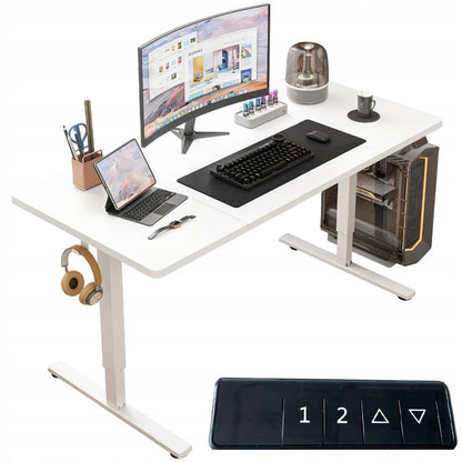 Elektromos számítógépes íróasztal fehér 160x80cm állítható modern 72-118cm