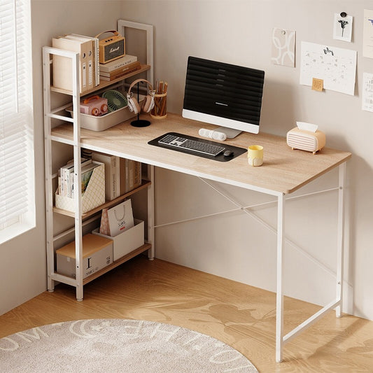 Ifjúsági íróasztal számítógépes könyvespolccal, világosbarna, modern loft stílus, 120 cm