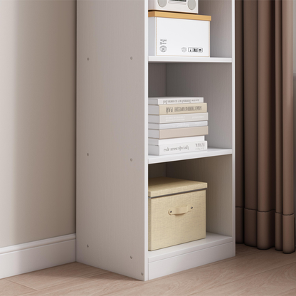 Fehér könyvespolc 7 polccal – 180x40x30 cm – függőleges könyves állvány, minimalista stílusban