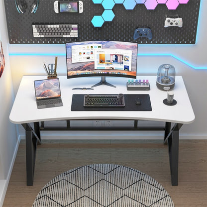 Fehér, modern számítógépes íróasztal játékosoknak, loft stílusú, nagy, 120 cm