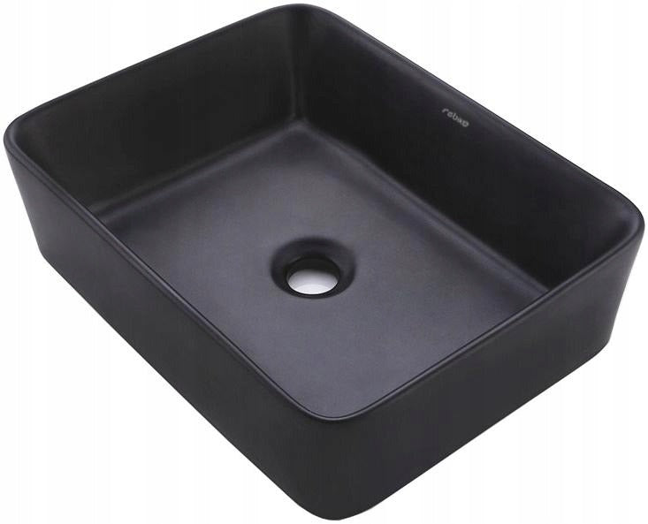 Matt fekete téglalap alakú kerámia mosdópultra