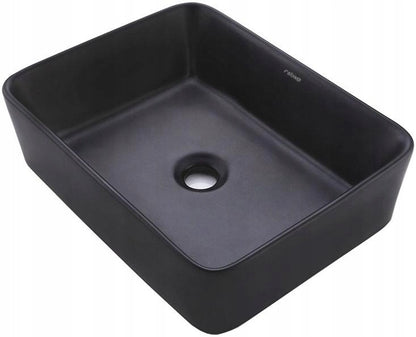 Matt fekete téglalap alakú kerámia mosdópultra