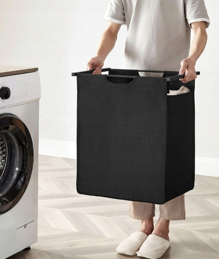 Nagy, két rekeszes mosókosár polccal, ipari loft konténer állvány