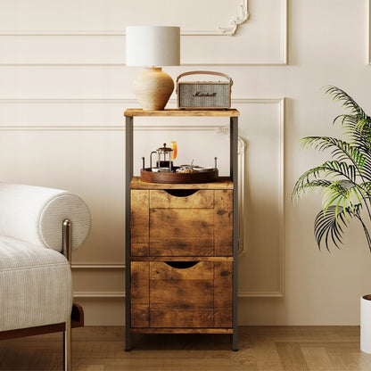 Éjjeliszekrény, Asztal, Hálószobai Fiókos Komód, Sötétbarna, Loft, Retro, 80cm